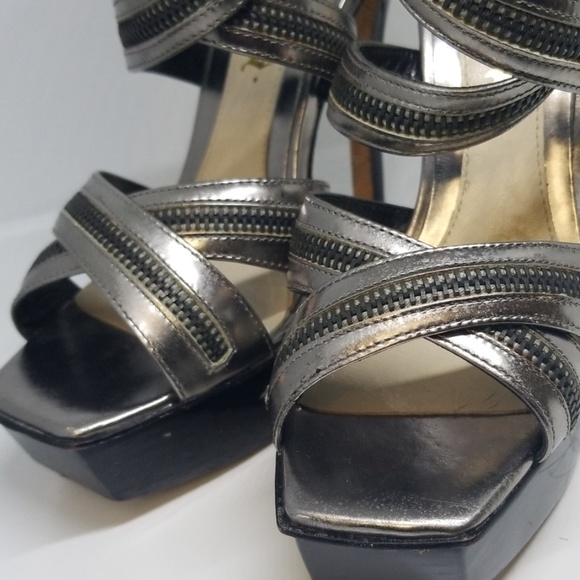 L.A.M.B pewter zip design sandals platform heel - Picture 6 of 8